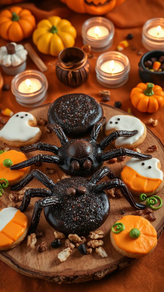 spooky halloween spider cookies