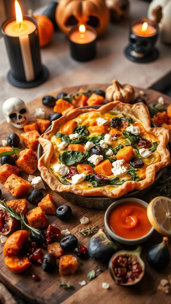 spooky halloween spinach quiche