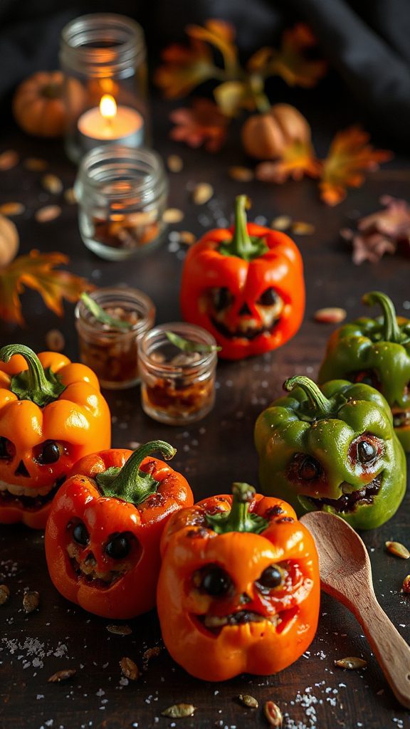spooky halloween stuffed peppers