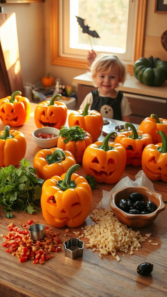spooky halloween stuffed peppers
