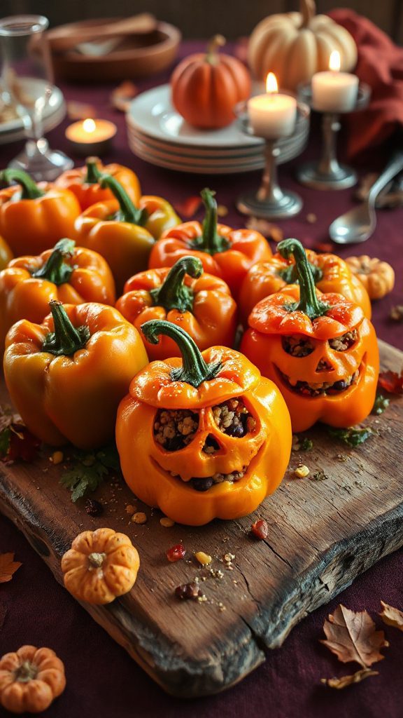 spooky halloween stuffed peppers