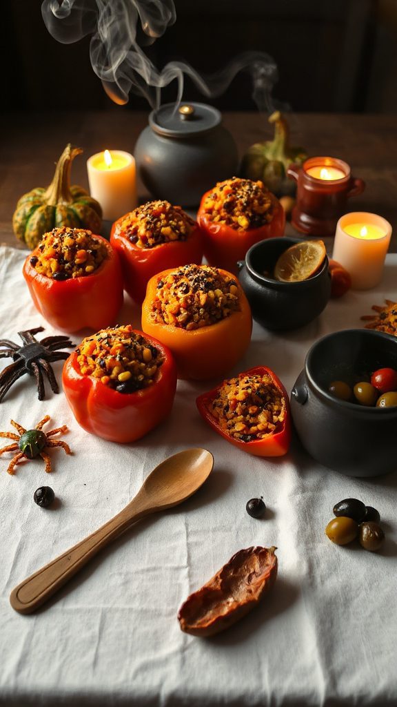 spooky halloween stuffed peppers