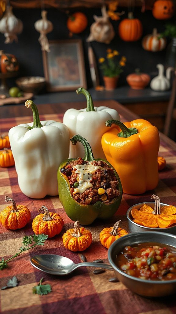 spooky halloween stuffed peppers