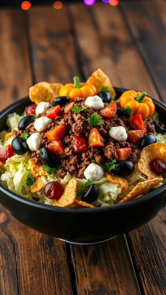 spooky halloween taco salad