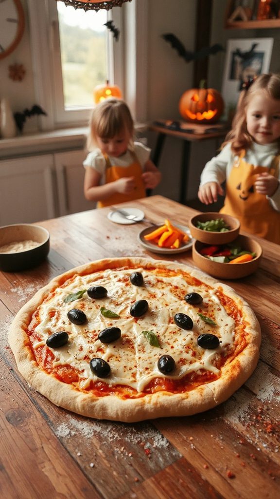 spooky halloween themed pizza creation