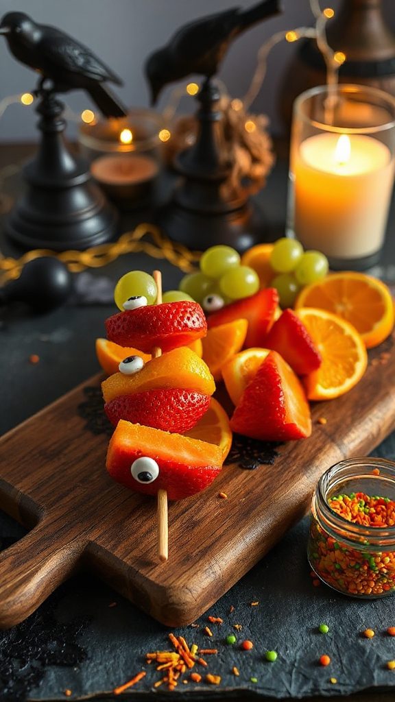 spooky healthy fruit kabobs