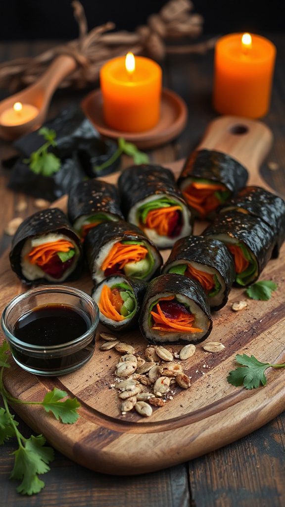spooky healthy veggie wraps