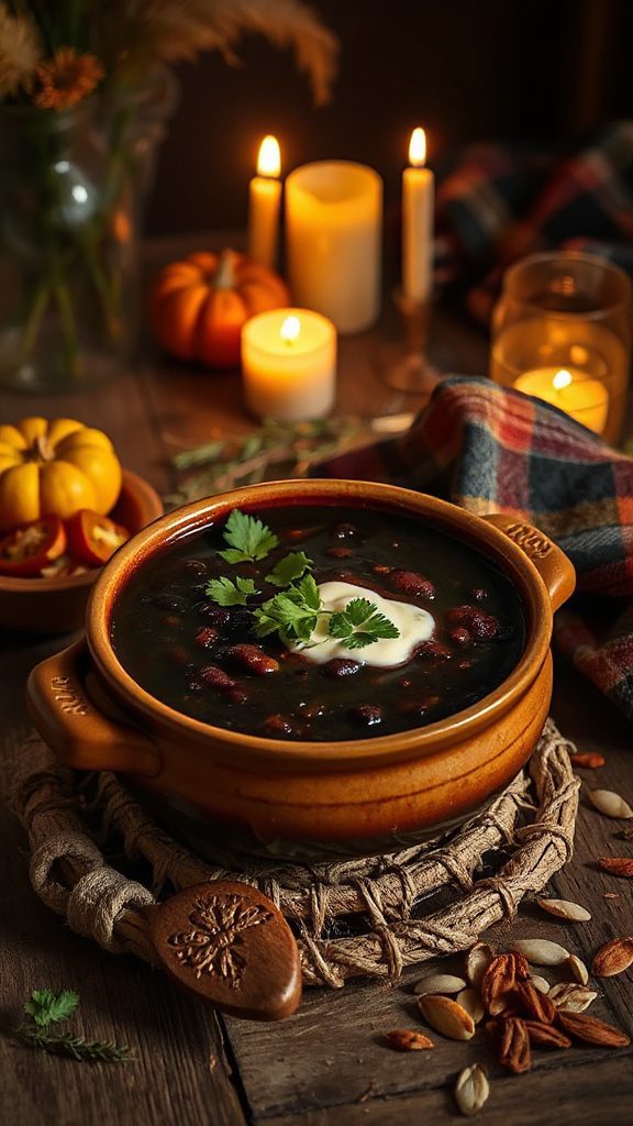 spooky hearty black bean soup