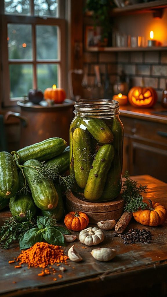 spooky infused garlic pickles