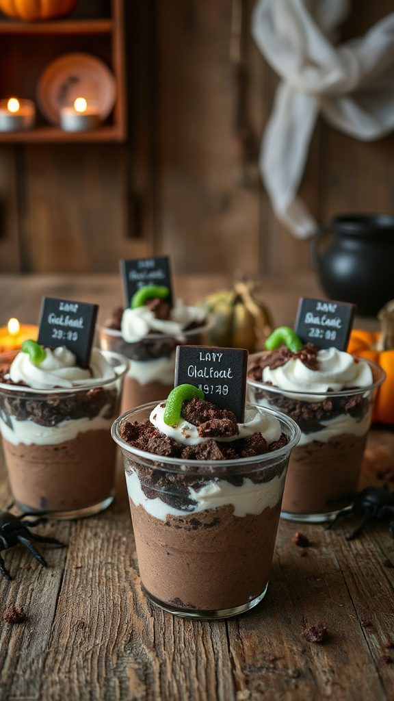 spooky layered chocolate dessert