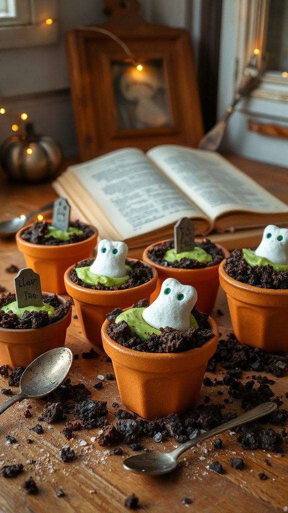 spooky layered chocolate dessert
