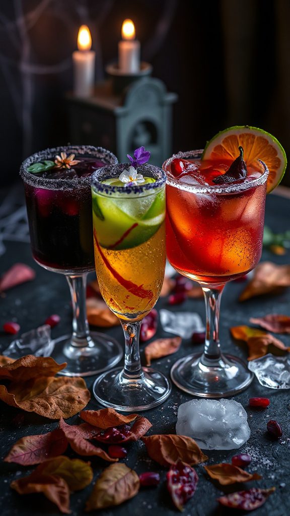 spooky layered fruity cocktail
