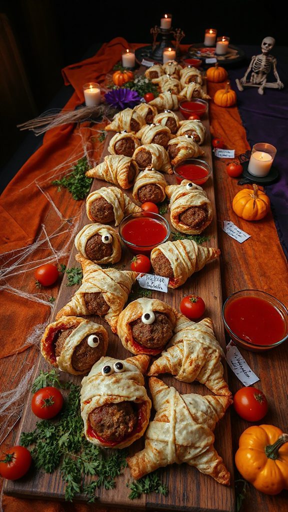 spooky meatball mummy appetizers