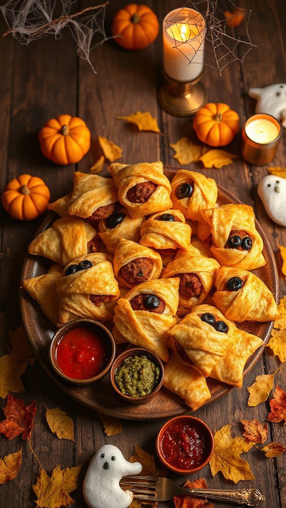spooky meatball pastry rolls