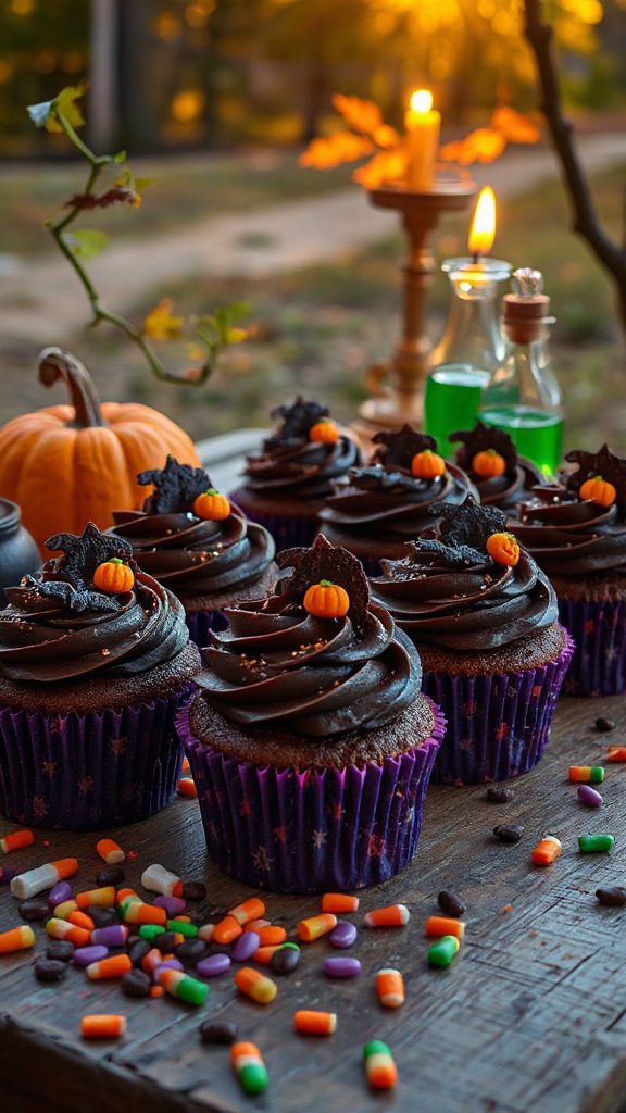 spooky mint chocolate cupcakes