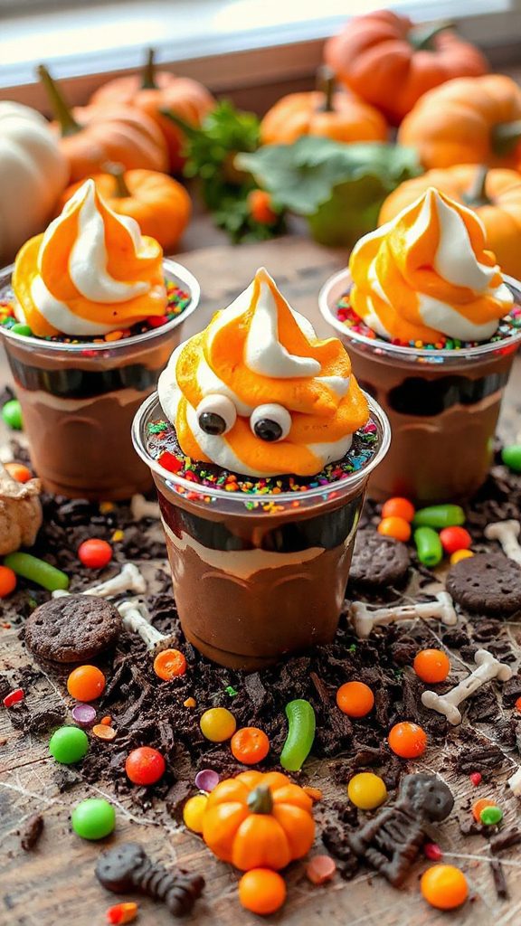 spooky monster dessert cups