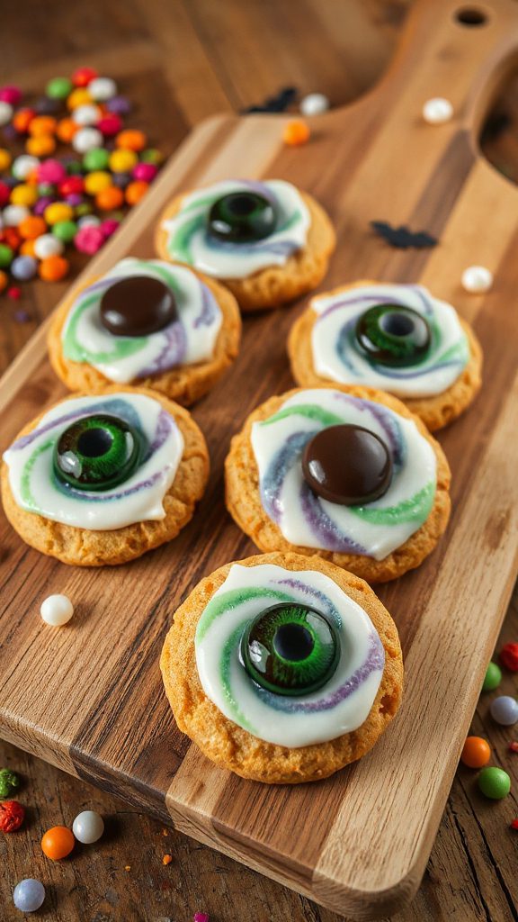 spooky monster eye cookies