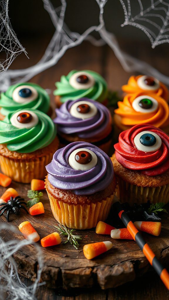 spooky monster eye cupcakes