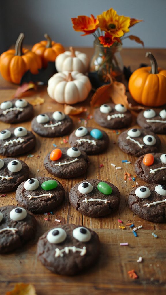 spooky monster face cookies