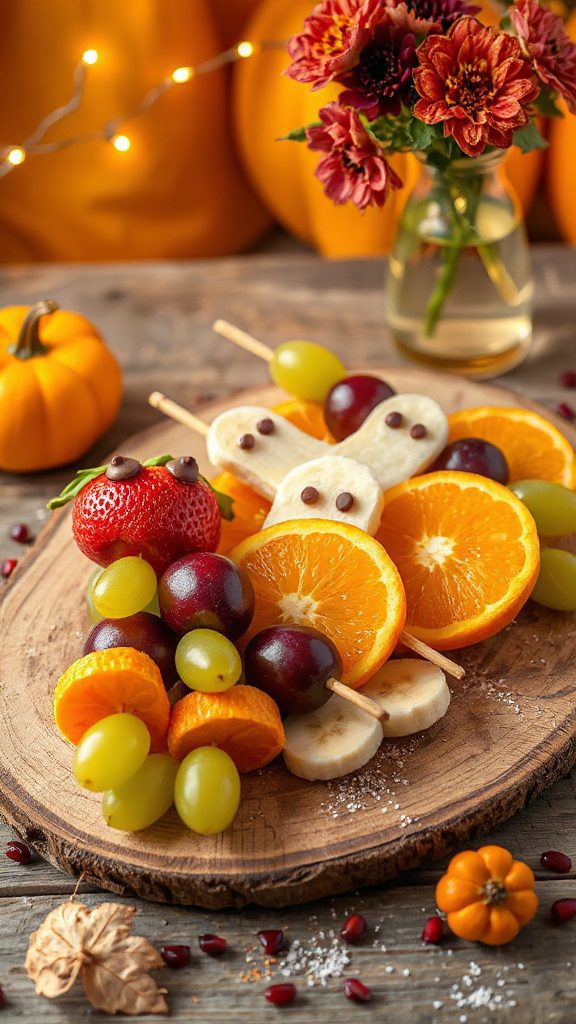 spooky monster fruit skewers