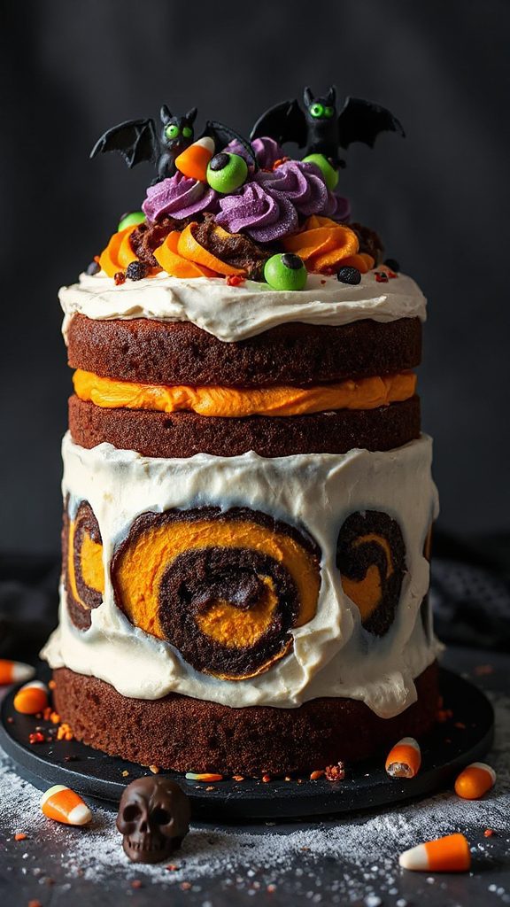 spooky multi layered chocolate cake