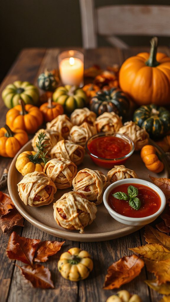 spooky mummy chicken meatballs