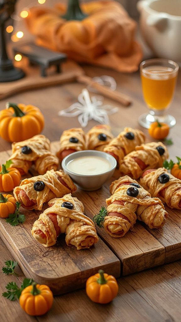 spooky mummy hot dog snacks