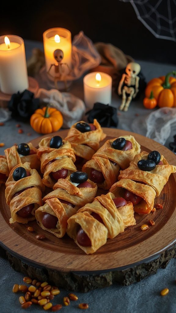 spooky mummy hot dogs