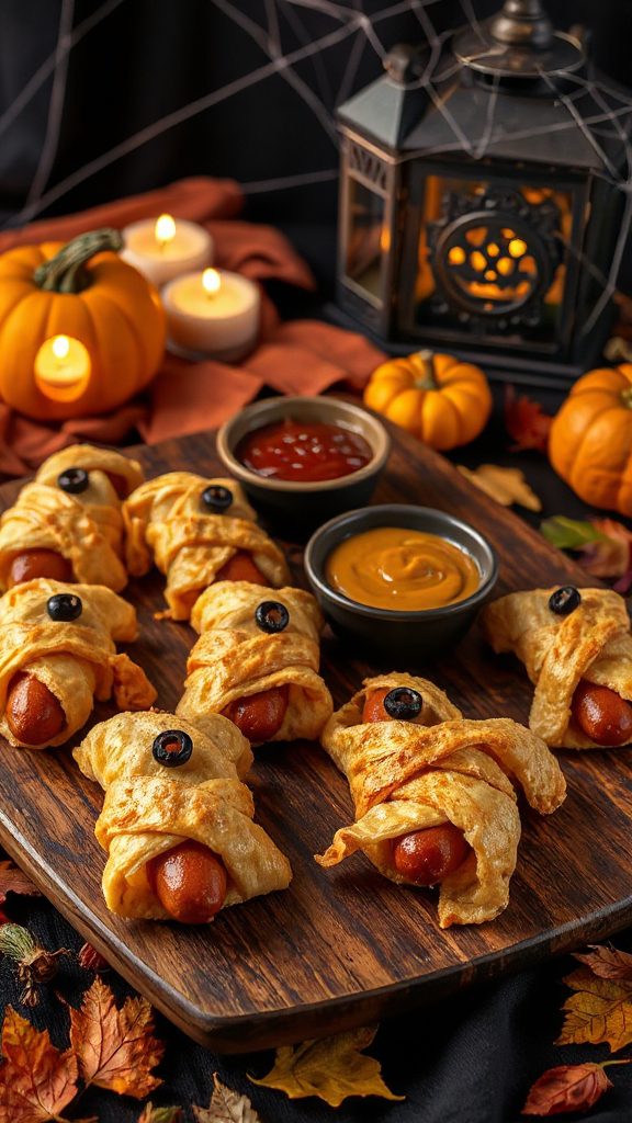 spooky mummy hot dogs