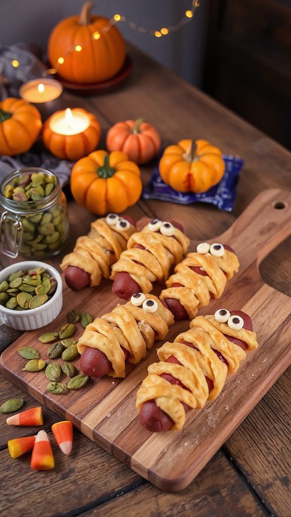 spooky mummy hot dogs