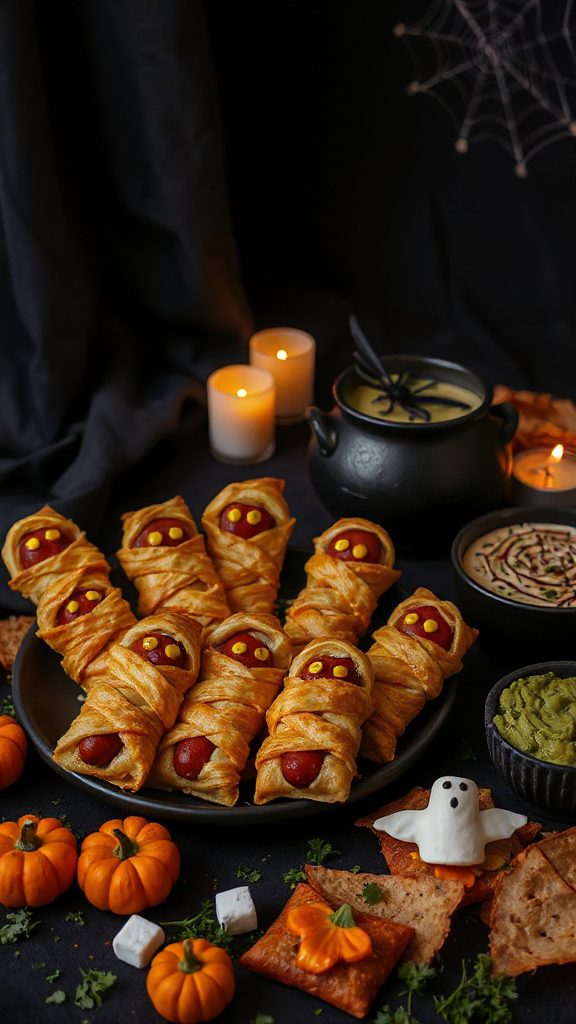 spooky mummy hot dogs