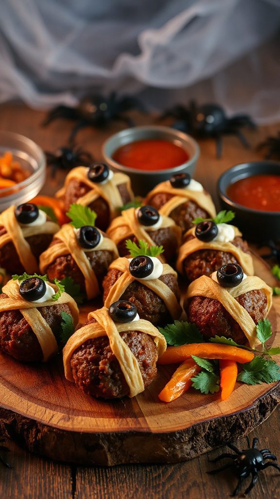 spooky mummy meatball delight