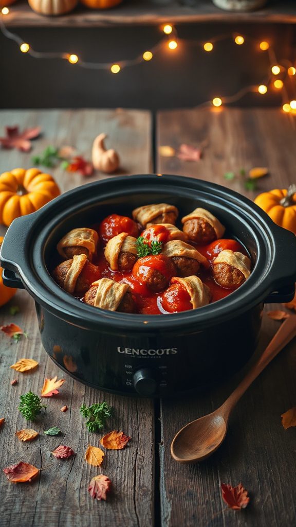 spooky mummy themed meatballs