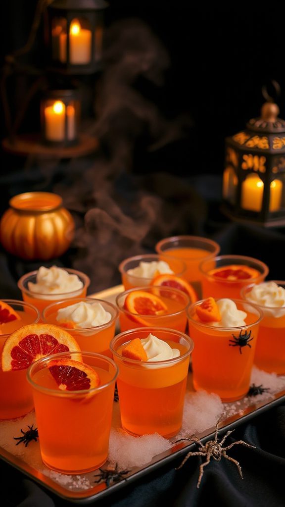 spooky orange gelatin shots