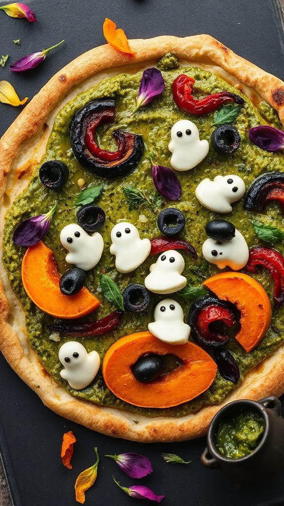 spooky pesto pizza delight