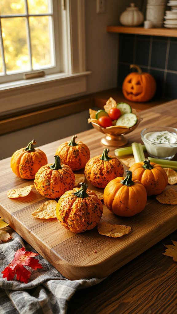 spooky pumpkin cheese bites