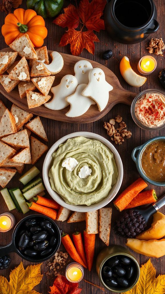 spooky roasted garlic hummus