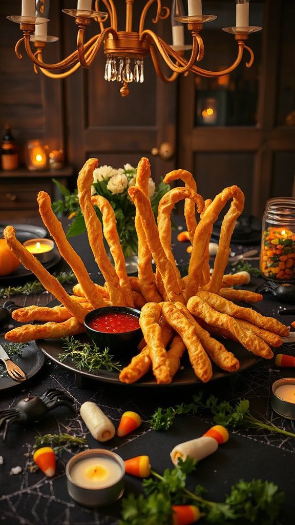 spooky skeleton shaped breadsticks