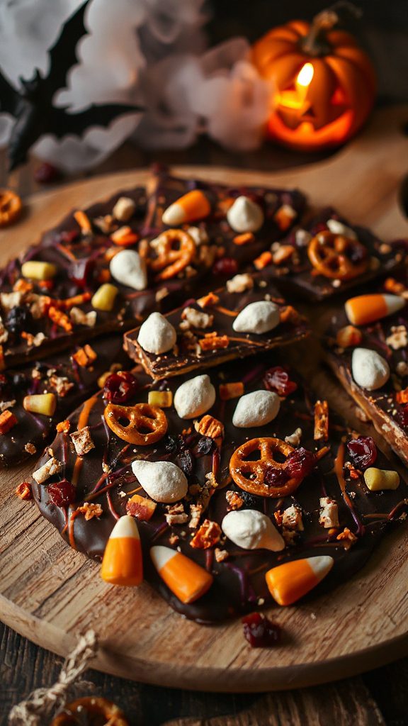 spooky snack mix bark