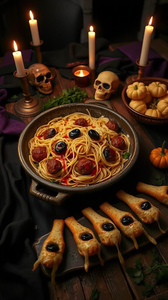 spooky spaghetti and meatballs