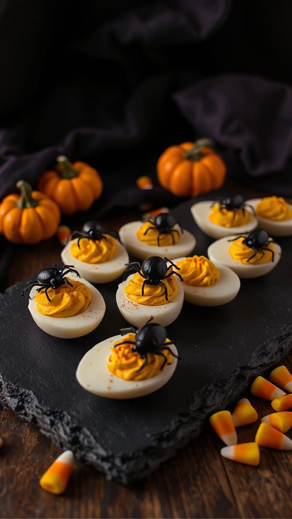 spooky spider deviled eggs