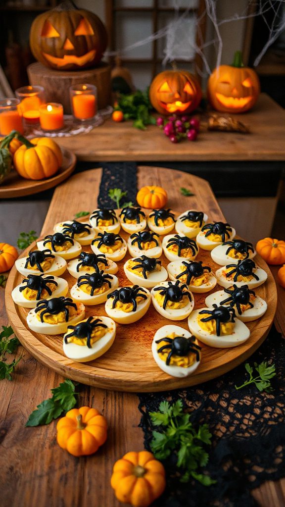 spooky spider deviled eggs