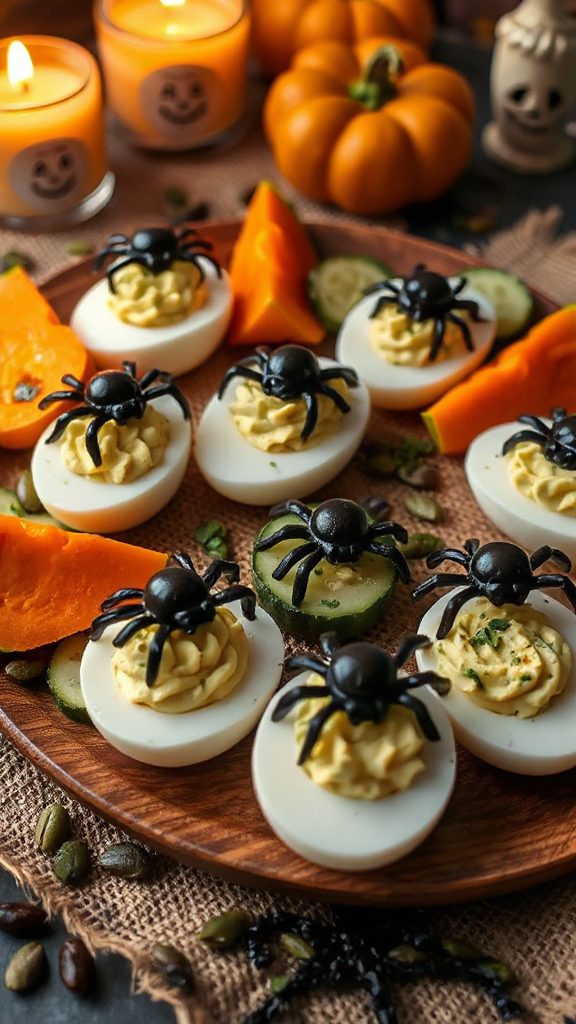 spooky spider deviled eggs