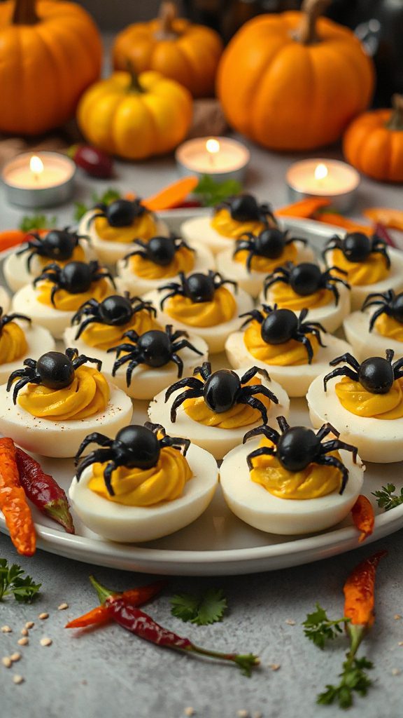 spooky spider deviled eggs