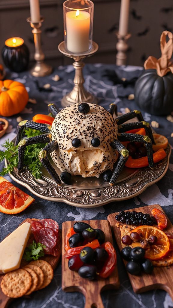 spooky spider shaped cheese ball