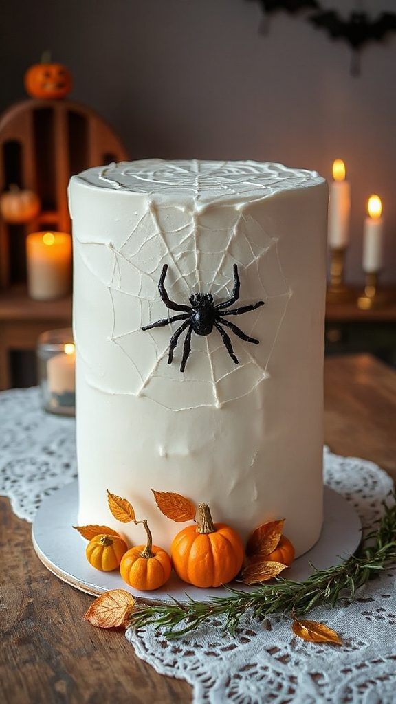spooky spider web cake