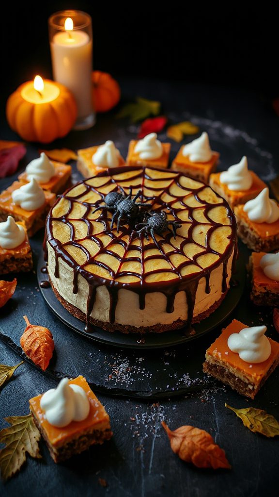 spooky spider web cheesecake