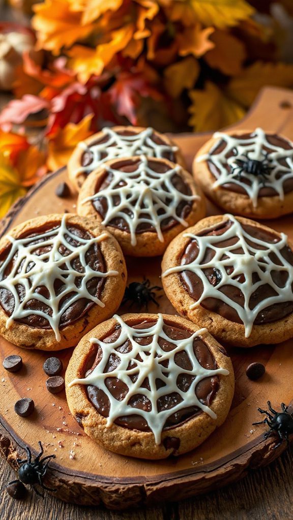 spooky spiderweb chocolate cookies