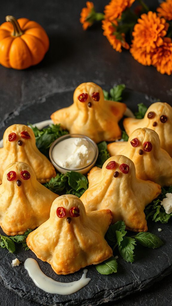 spooky spinach feta pastries