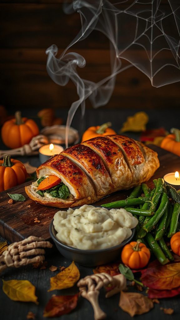 spooky stuffed chicken breasts